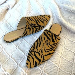 Tiger print mules